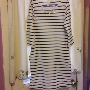 OLD NAVY Girls White and Navy striped dress EUC